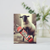 Een Skateboardende Schaap Briefkaart (Staand voorkant)