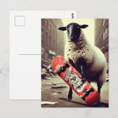 Een Skateboardende Schaap Briefkaart (Voorkant / Achterkant)