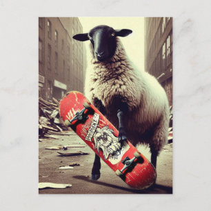 Een Skateboardende Schaap Briefkaart