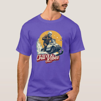 Een  skelet dat een sneeuwscooter bestuurt t-shirt