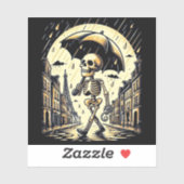 Een skelet in het regenachtige Parijs Sticker (Vel)