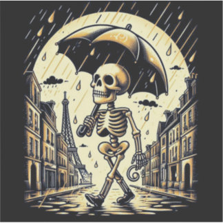Een skelet in het regenachtige Parijs Sticker