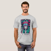 Een skelet la Chingona tarot T-shirt (Voorkant volledig)