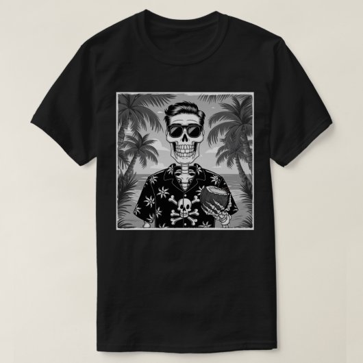 Een skelet op vakantie in Hawaï T-shirt (Design voorkant)