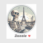 Een skelet zakenman in Parijs Sticker (Vel)