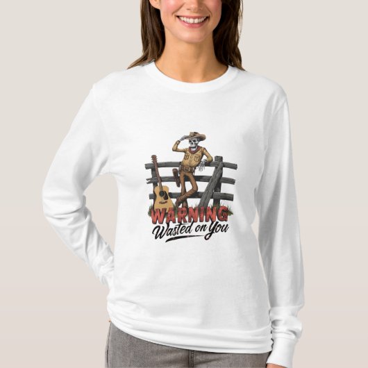 Een skeletachtige cowboy die zijn pet tipt t-shirt (Voorkant)