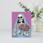 Een skeletbruid met bloemen briefkaart (Staand voorkant)