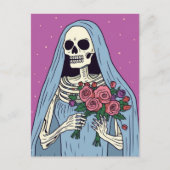 Een skeletbruid met bloemen briefkaart (Voorkant)