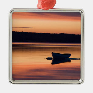 Een skiff bij zonsopgang in Eggemoggin Reach in Li Metalen Ornament