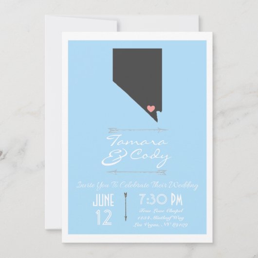Een Sky Blue Las Vegas, Nevada Wedding Invitation Kaart (Voorkant)