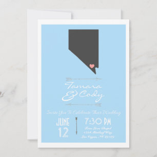 Een Sky Blue Las Vegas, Nevada Wedding Invitation Kaart