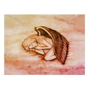 Een slaapengel op de hemelwolken in de marmer perfect poster