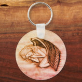 Een slaapengel op de hemelwolken in de marmer sleutelhanger (Voorkant)