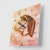 Een slaapengel op de hemelwolken in de marmer vierkante klok (Hoek)