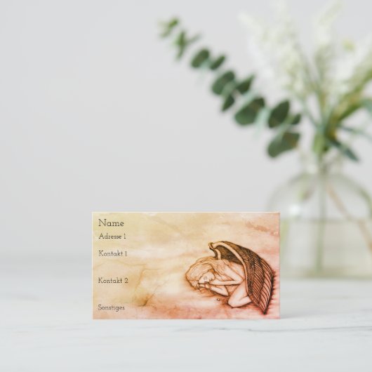 Een slaapengel op de hemelwolken in de marmer visitekaartje (Staand voorkant)