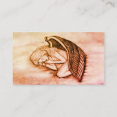 Een slaapengel op de hemelwolken in de marmer visitekaartje (Achterkant)