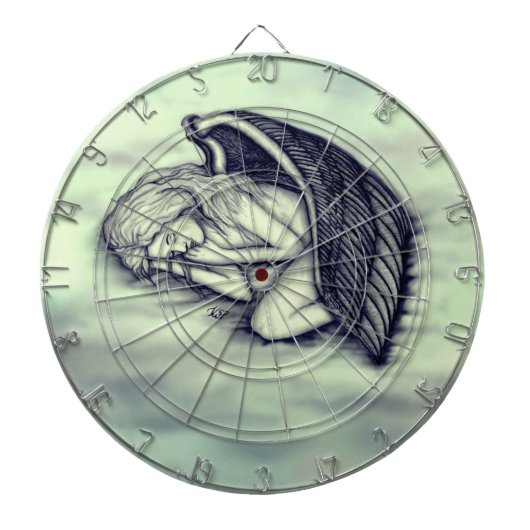 Een slaapengel op hemelwolken dartbord (Voorkant)