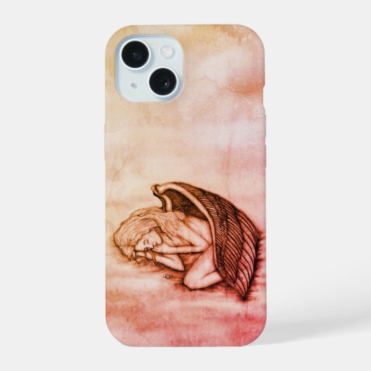 Een slaapengel op hemelwolken iPhone 15 case (Achterkant)
