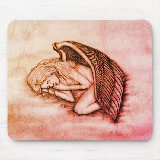 Een slaapengel op hemelwolken muismat (Voorkant)