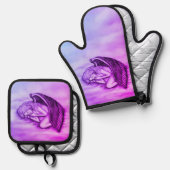 Een slaapengel op hemelwolken ovenwant & pannenlap set (Voorkant / Achterkant)