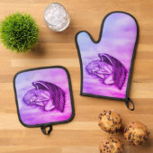 Een slaapengel op hemelwolken ovenwant & pannenlap set (Top down)