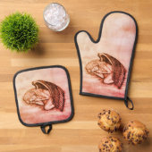 Een slaapengel op hemelwolken ovenwant & pannenlap set (Top down)