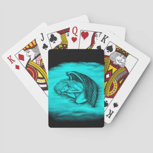 Een slaapengel op hemelwolken pokerkaarten (Achterkant)