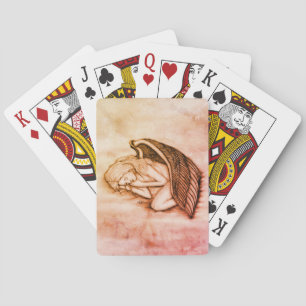 Een slaapengel op hemelwolken pokerkaarten