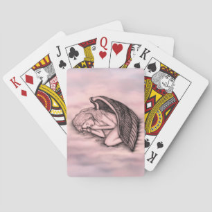 Een slaapengel op hemelwolken pokerkaarten
