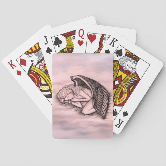 Een slaapengel op hemelwolken pokerkaarten (Achterkant)