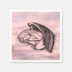 Een slaapengel op hemelwolken servet