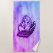 Een slaapengel op hemelwolken strandlaken (Voorkant)