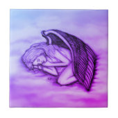 Een slaapengel op hemelwolken tegeltje (Voorkant)