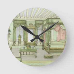 Een slaapkamer in Henri II-stijl (kleurenlitho) Ronde Klok