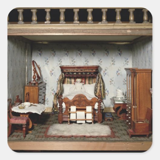 Een slaapkamer in 'Mrs Bryant's Pleasure', c.1860 Vierkante Sticker (Voorkant)