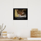 Een slaapkat-kunstwerk poster (Keuken)