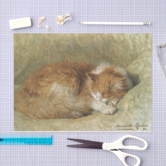 Een slaapkat van Henriette Ronner-Knip Tissuepapier (Craft)