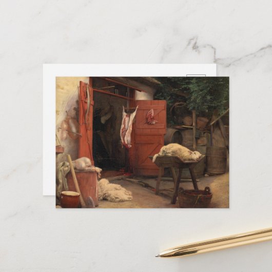 Een slachthuis in Hellebaek door Carl Bloch Briefkaart (Voorkant / Achterkant in situ)