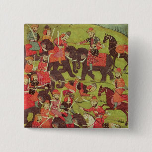 Een slagscène vierkante button 5,1 cm