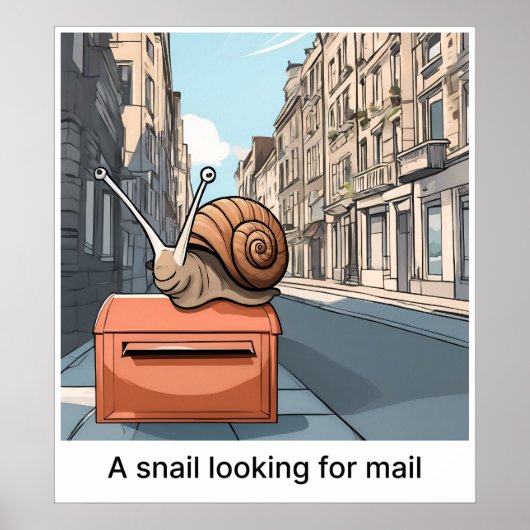 Een slak op zoek naar post - Print (Voorkant)