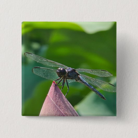 Een slank smaragdlibel vierkante button 5,1 cm (Voorkant)