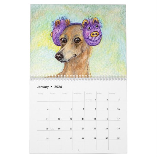 Een slanke Dog-jaaragenda Kalender (Jan 2026)