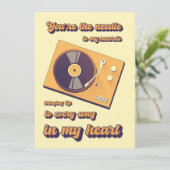 Een slanke draaitafel die een vinylplaat draait. kaart (Staand voorkant)