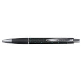 Een slanke zwarte pen met een zilveren punt en cli (Achterkant)