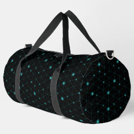 Een slanke zwarte plunjezak met een geometrisch bl