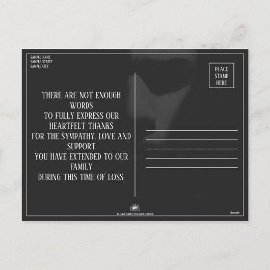 Een slapend gezicht in halve schaduw feestdagenkaart (Achterkant)