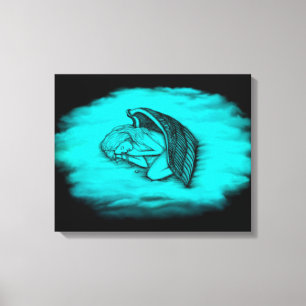 Een slapende engel canvas afdruk