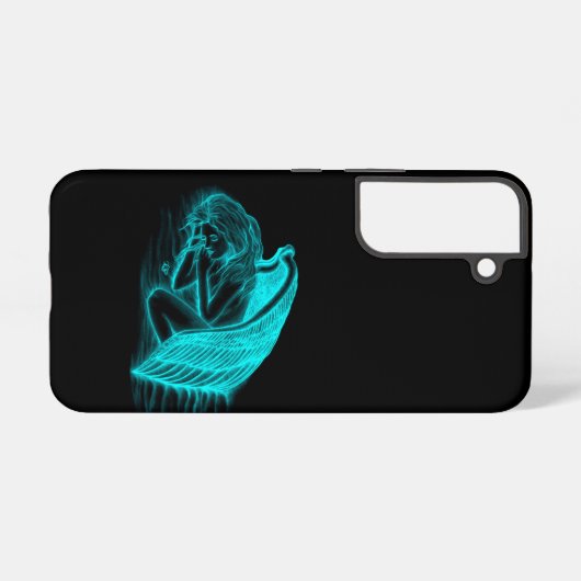 Een slapende engel in zwart en groen ontwerp samsung galaxy hoesje (Achterkant horizontaal)