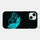 Een slapende engel in zwart-groen ontwerp iPhone 15 case (Achterkant horizontaal)