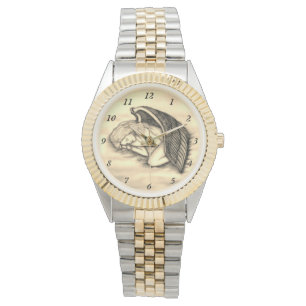 Een slapende engel op de hemel wolkt het gouden on horloge